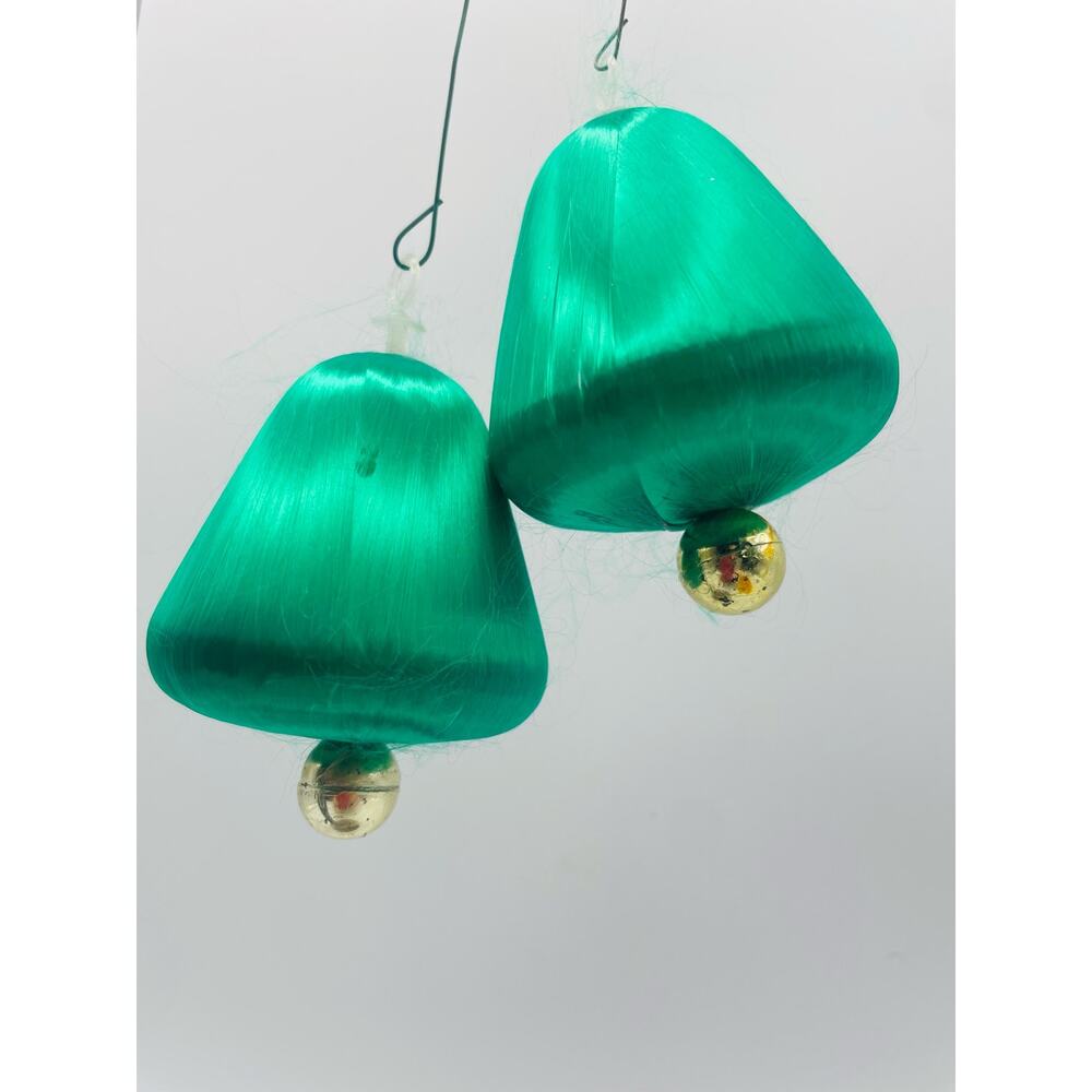 Vintage Christmas Ornaments Satin Spun Bells - Lot of 2
